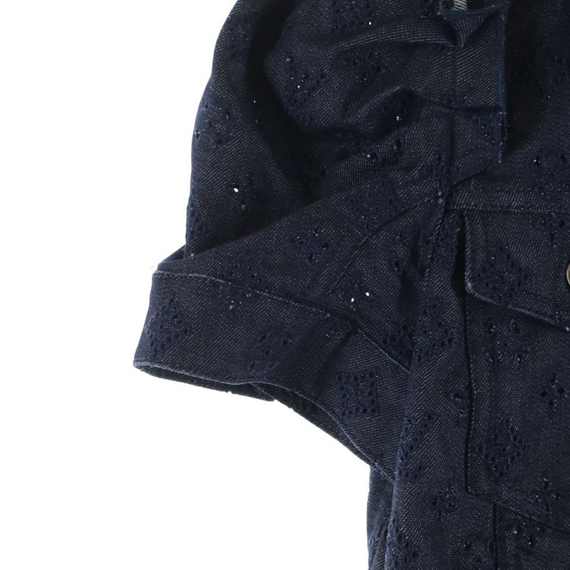 Louis Vuitton Cutwork Monogram All Over Pattern Puff Sleeve Denim Trucker