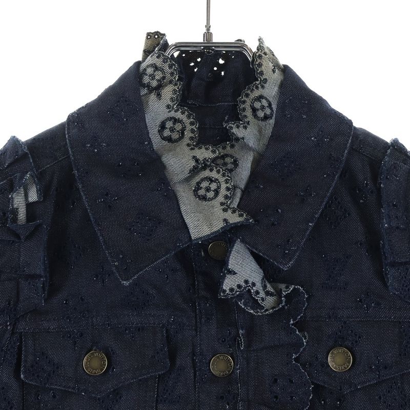 Louis Vuitton Cutwork Monogram All Over Pattern Puff Sleeve Denim Trucker