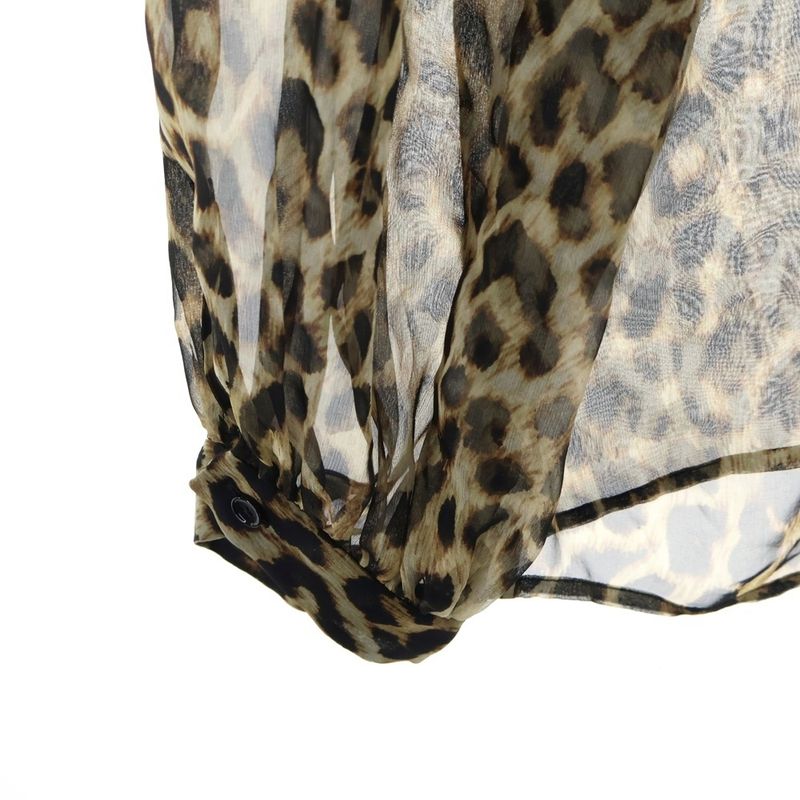Celine Leopard All Over Pattern Silk Sheath Top Brown