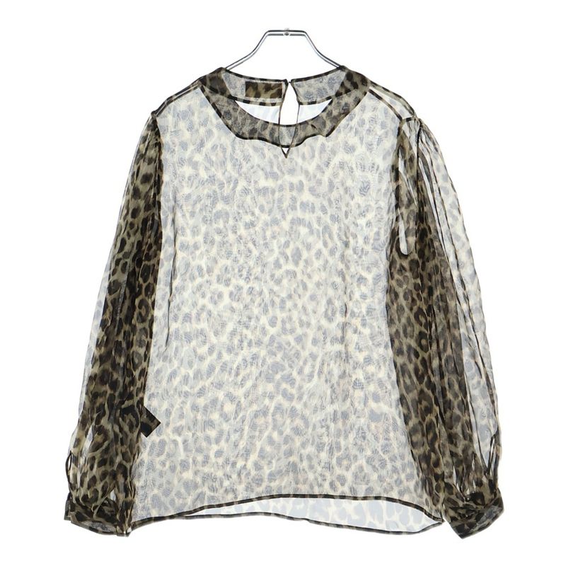 Celine Leopard All Over Pattern Silk Sheath Top Brown