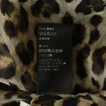 Celine Leopard All Over Pattern Silk Sheath Top Brown