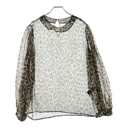 Celine Leopard All Over Pattern Silk Sheath Top Brown