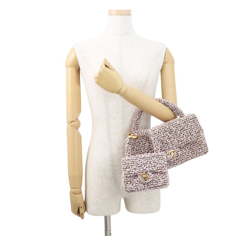 Chanel Handbag Parent Child Bag CC Logo Tweed Bag