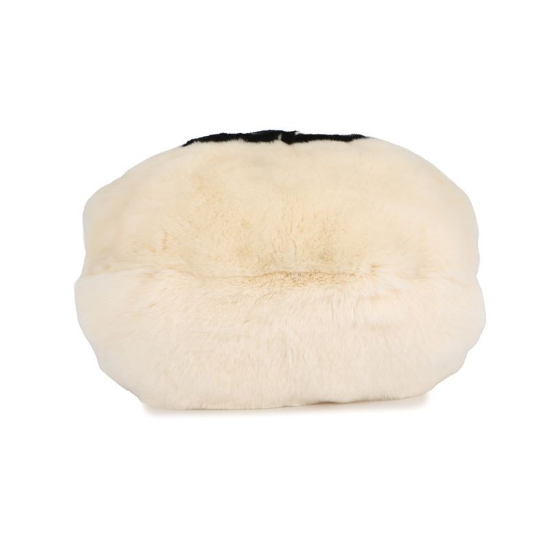 Chanel Chain Shoulder Bag Lapin White Fur Arm Woman White Black