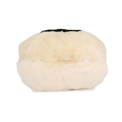 Chanel Chain Shoulder Bag Lapin White Fur Arm Woman White Black