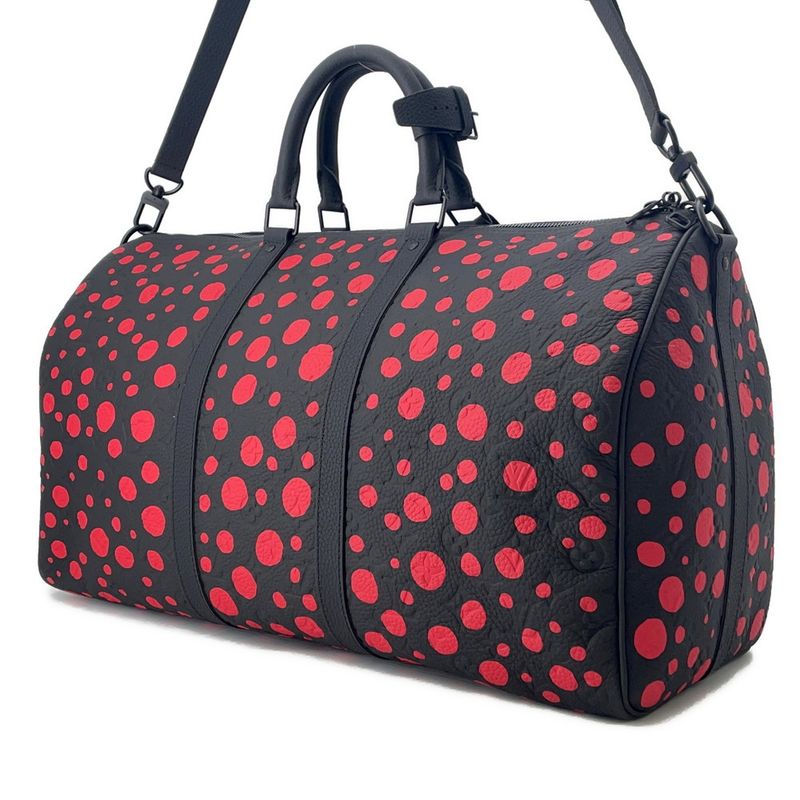 Louis Vuitton Boston Bag Taurillon Monogram Infinity Dot Keepall Noir Black Red