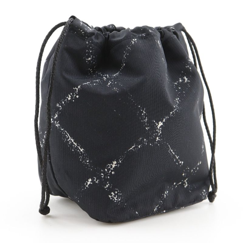 Chanel Travel Line Drawstring Nylon Black Pouch