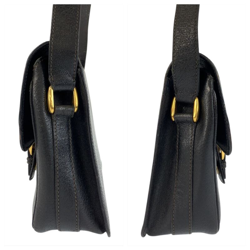 Gucci Black Gold Leather Suede 001 406 Shoulder Bag Pochette