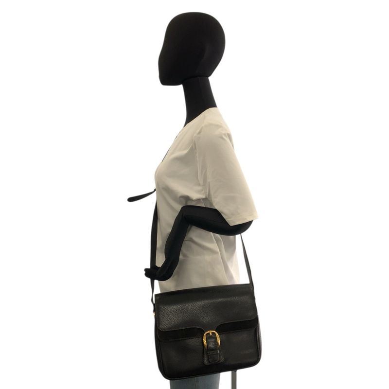 Gucci Black Gold Leather Suede 001 406 Shoulder Bag Pochette
