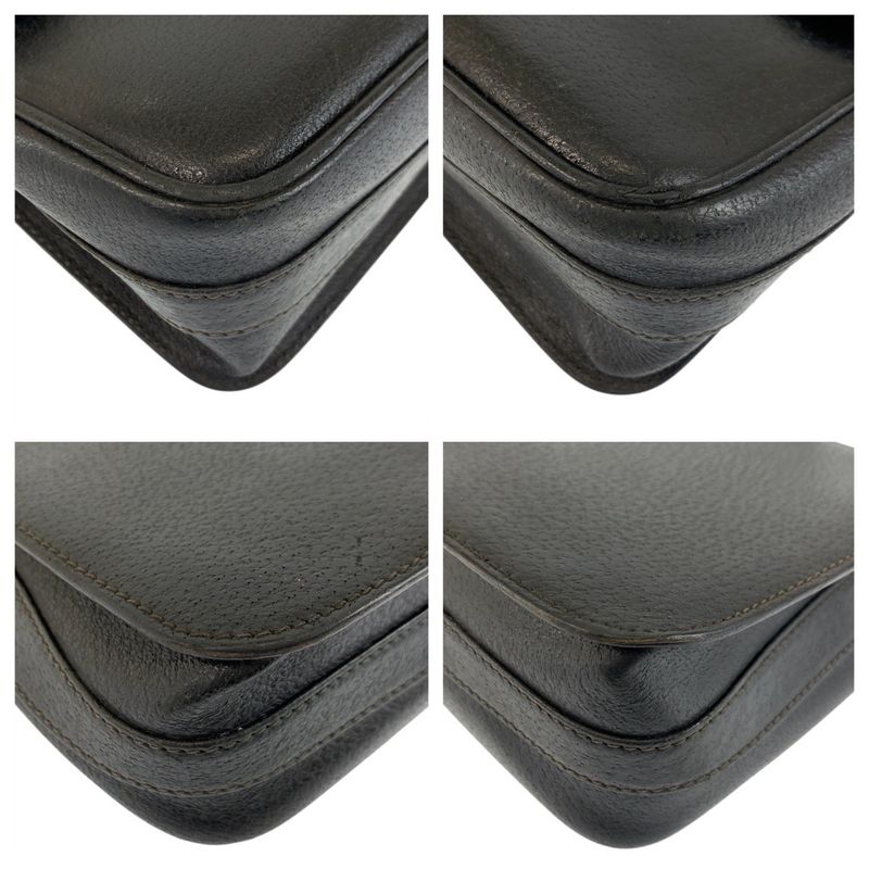 Gucci Black Gold Leather Suede 001 406 Shoulder Bag Pochette