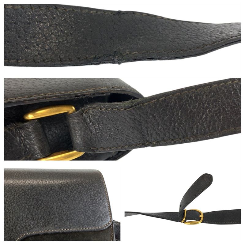 Gucci Black Gold Leather Suede 001 406 Shoulder Bag Pochette