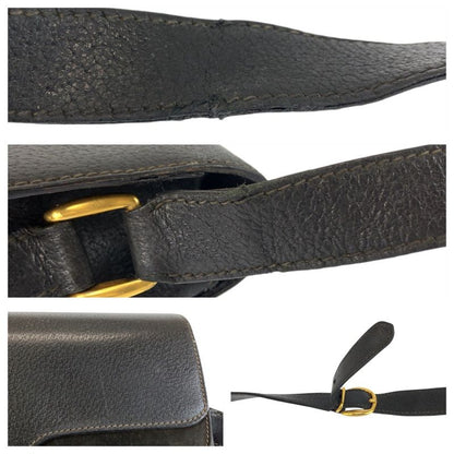 Gucci Black Gold Leather Suede 001 406 Shoulder Bag Pochette