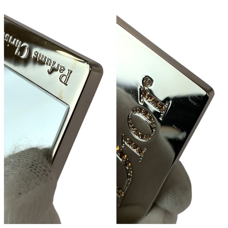 Dior Mirror Rhinestone Silver Metal Key Holder Bag Charm