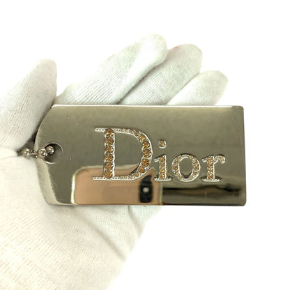 Dior Mirror Rhinestone Silver Metal Key Holder Bag Charm