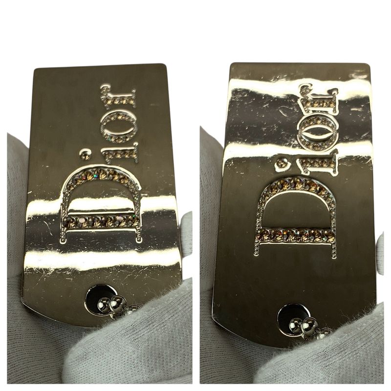 Dior Mirror Rhinestone Silver Metal Key Holder Bag Charm