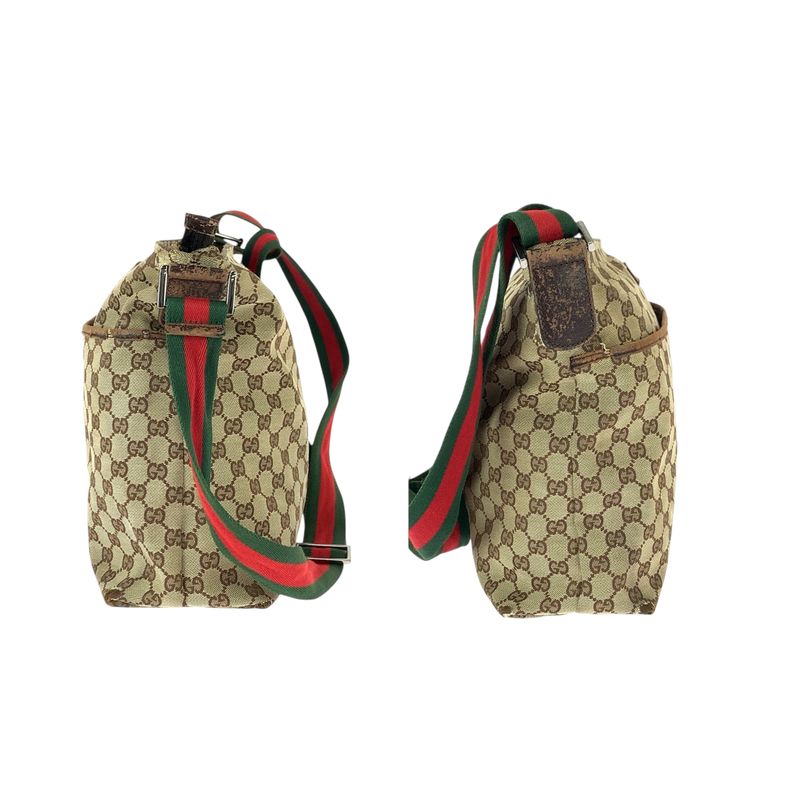 Gucci Sherry Line Beige Silver GG Canvas Leather Shoulder Bag