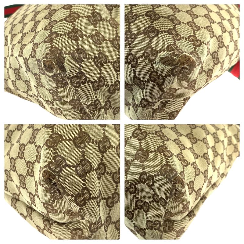 Gucci Sherry Line Beige Silver GG Canvas Leather Shoulder Bag