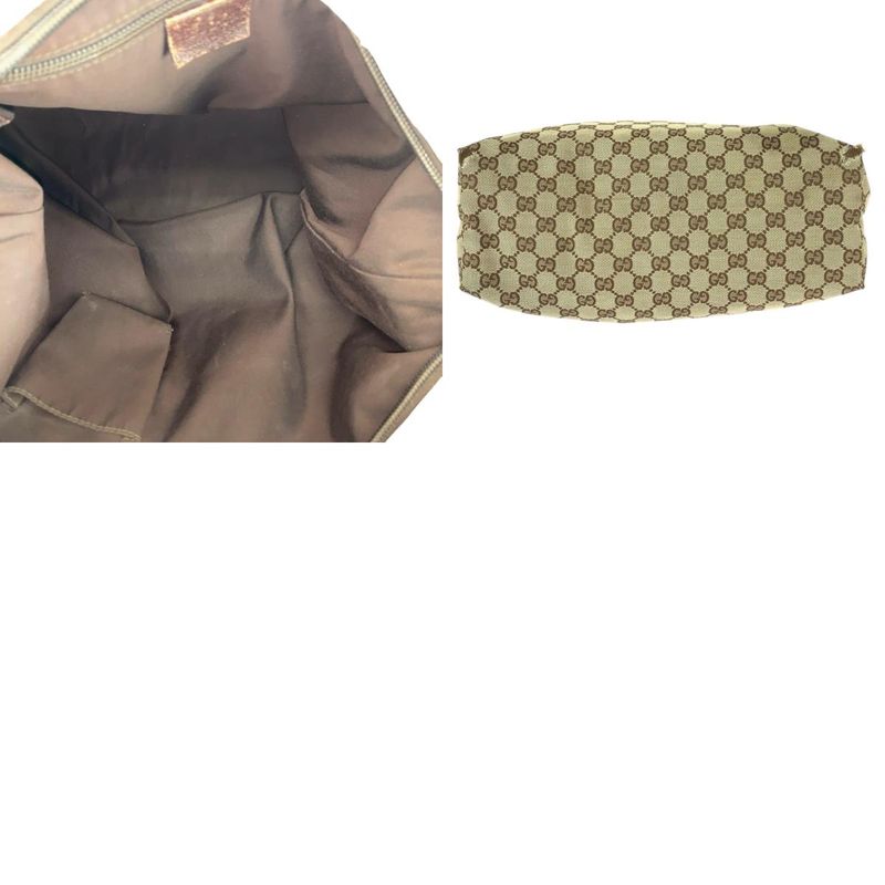 Gucci Sherry Line Beige Silver GG Canvas Leather Shoulder Bag
