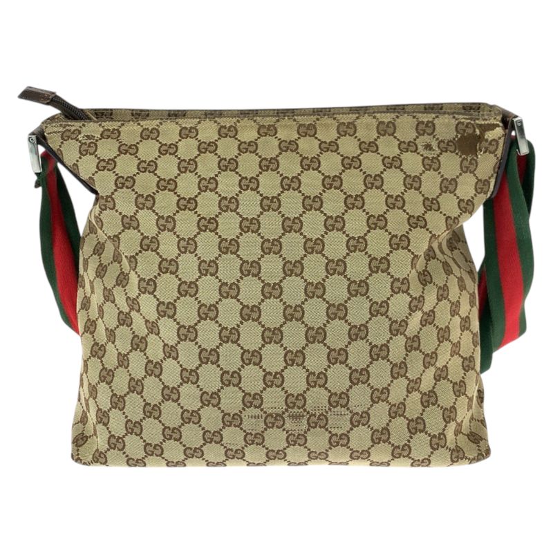 Gucci Sherry Line Beige Silver GG Canvas Leather Shoulder Bag