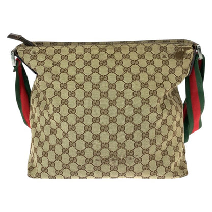 Gucci Sherry Line Beige Silver GG Canvas Leather Shoulder Bag