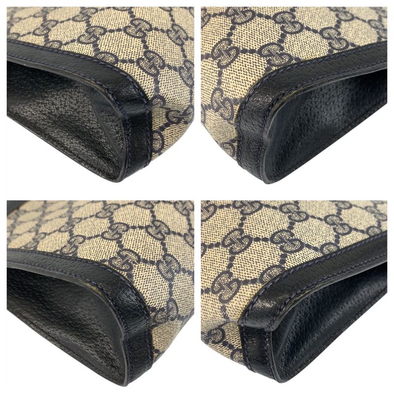 Gucci Vintage Sherry Line Gray GG Supreme Canvas 89 Clutch