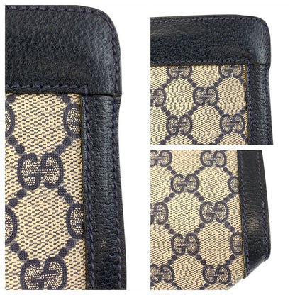 Gucci Vintage Sherry Line Gray GG Supreme Canvas 89 Clutch