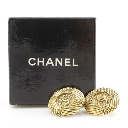 Chanel CC Logo Vintage Gold Plated Earrings