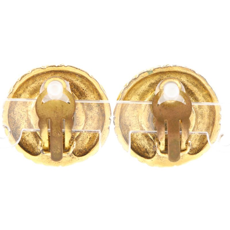 Chanel CC Logo Vintage Gold Plated Earrings