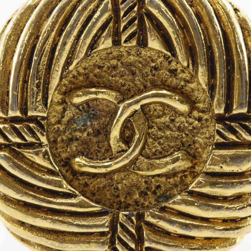 Chanel CC Logo Vintage Gold Plated Earrings