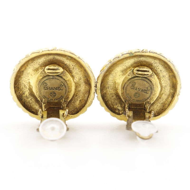 Chanel CC Logo Vintage Gold Plated Earrings