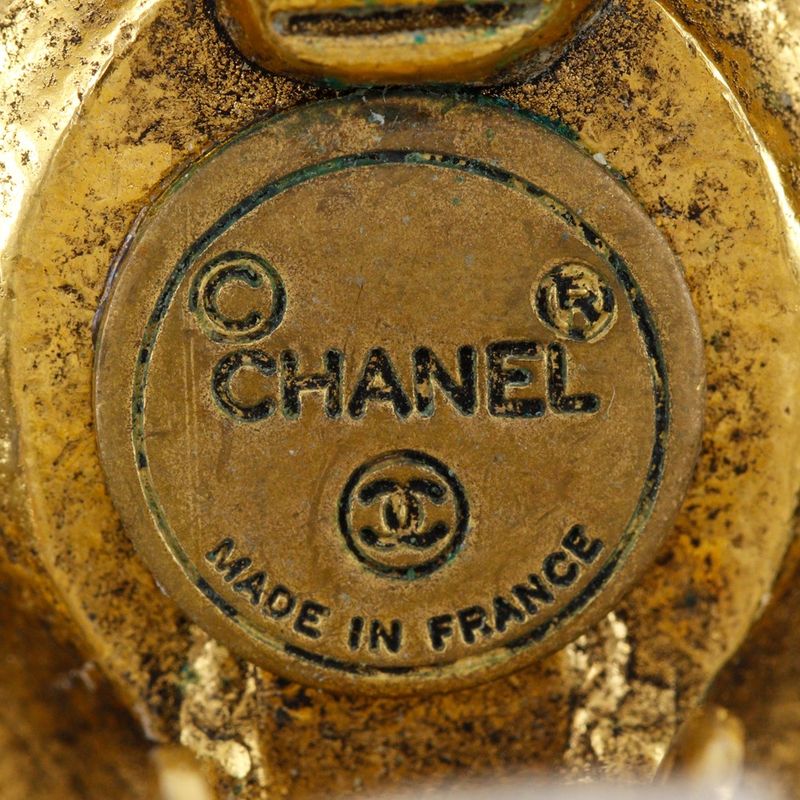 Chanel CC Logo Vintage Gold Plated Earrings