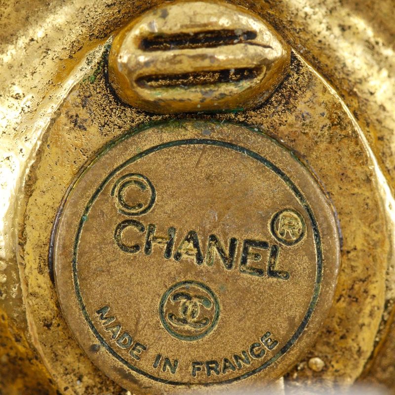Chanel CC Logo Vintage Gold Plated Earrings