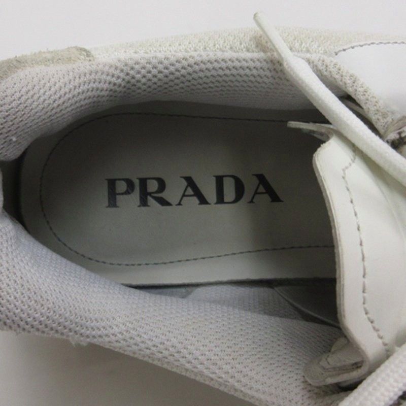 Prada System Low Cut Sneakers Triangle Logo White 7 AA