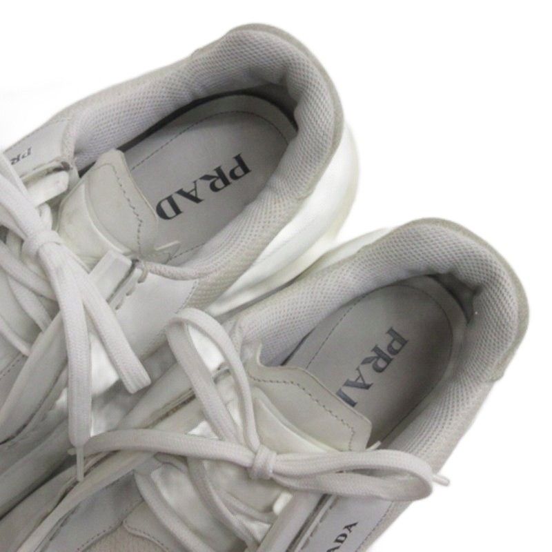 Prada System Low Cut Sneakers Triangle Logo White 7 AA