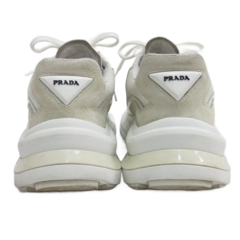 Prada System Low Cut Sneakers Triangle Logo White 7 AA