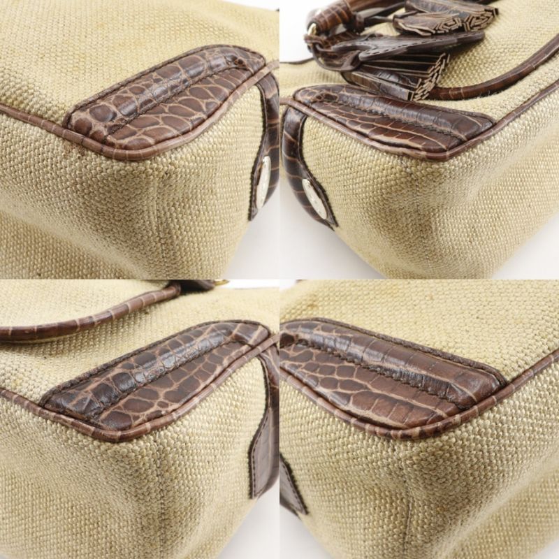 Celine Boogie Bag Triomphe Charm Straw Shape Pressed Leather Brown