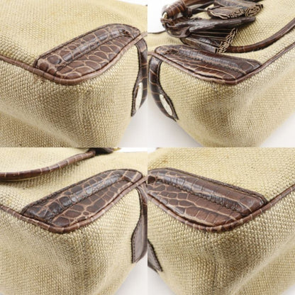 Celine Boogie Bag Triomphe Charm Straw Shape Pressed Leather Brown