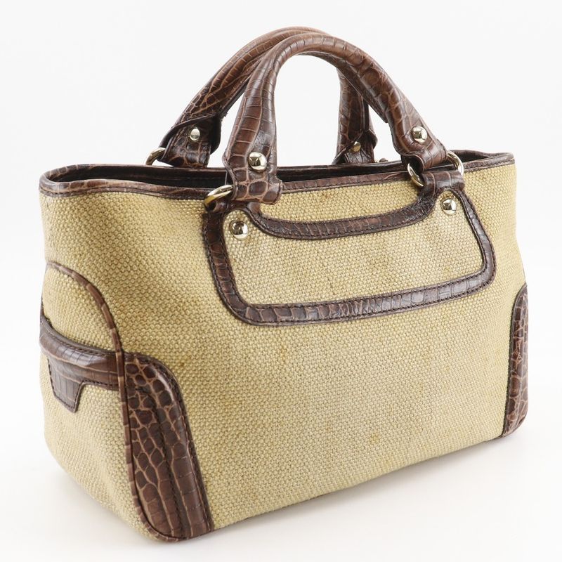 Celine Boogie Bag Triomphe Charm Straw Shape Pressed Leather Brown