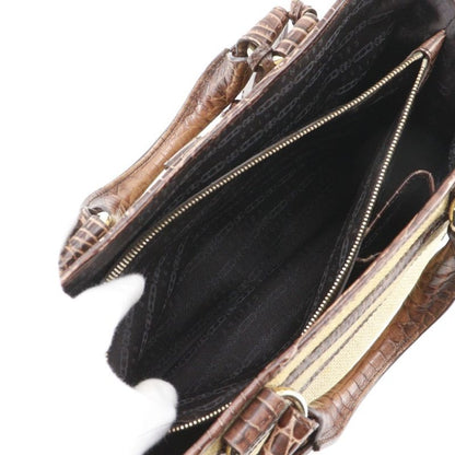 Celine Boogie Bag Triomphe Charm Straw Shape Pressed Leather Brown