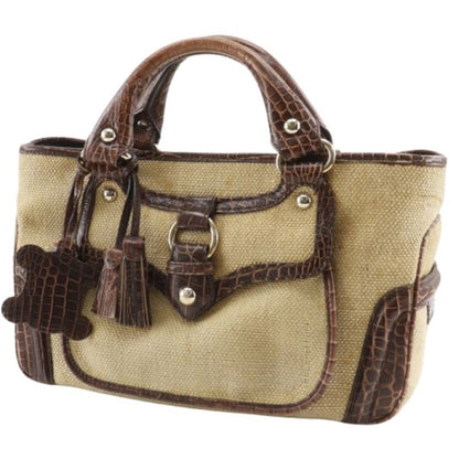 Celine Boogie Bag Triomphe Charm Straw Shape Pressed Leather Brown