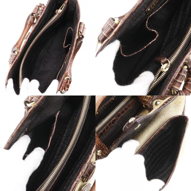 Celine Boogie Bag Triomphe Charm Straw Shape Pressed Leather Brown