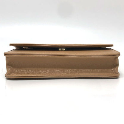 Chanel Shoulder Bag CC Logo Caviar Leather Beige