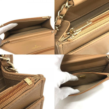 Chanel Shoulder Bag CC Logo Caviar Leather Beige