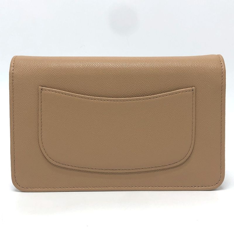 Chanel Shoulder Bag CC Logo Caviar Leather Beige