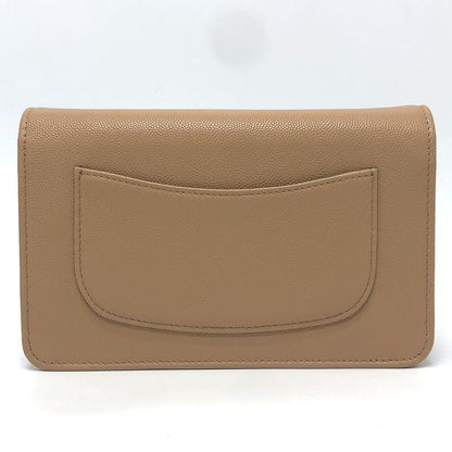 Chanel Shoulder Bag CC Logo Caviar Leather Beige