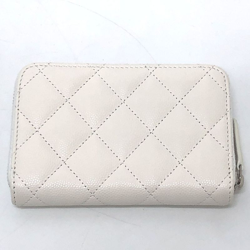 Chanel Long Wallet Star CC Logo Caviar Leather White