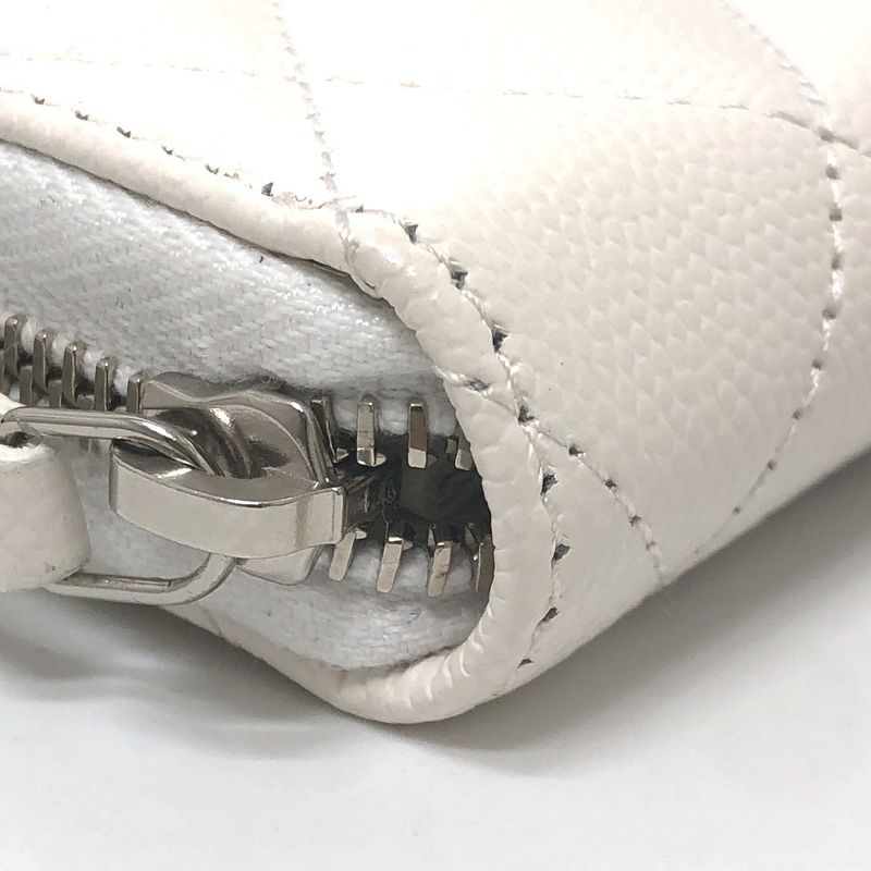 Chanel Long Wallet Star CC Logo Caviar Leather White