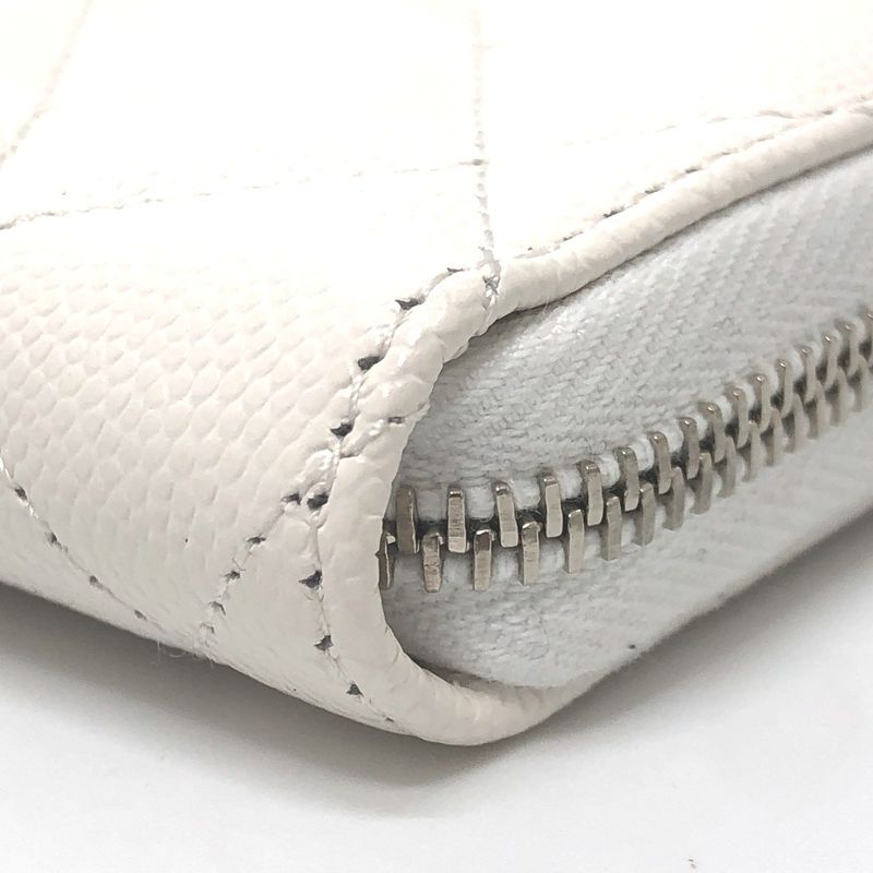Chanel Long Wallet Star CC Logo Caviar Leather White