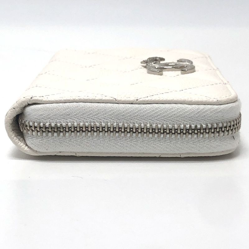 Chanel Long Wallet Star CC Logo Caviar Leather White