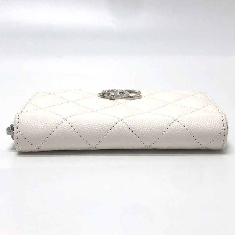 Chanel Long Wallet Star CC Logo Caviar Leather White
